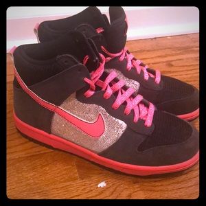 Pink and Black High Top Nikes